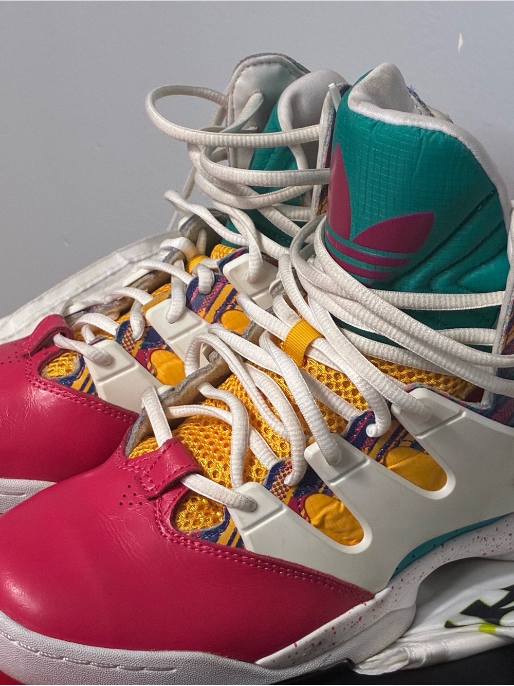 adidas Women’s Pink, Yellow & Teal High-Top Sneakers